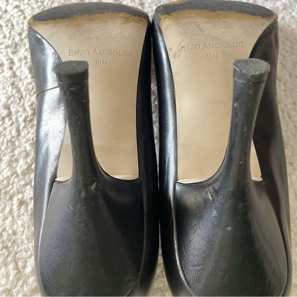 Enzo Angiolini Black Leather Peep Toe Heels sz10 - Picture 5 of 6